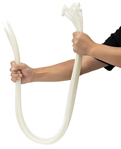 XINGO Blanco Bridas Plastico Grandes, 760mm x 9mm, 40 Piezas de plástico ultra fuertes con, 114 kg de resistencia a la tracción, resistentes a los rayos UV para interiores y exteriores