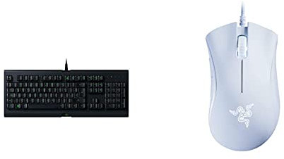 Razer Cynosa Lite - Essential Gaming Keyboard, Black & DeathAdder Essential (2021) - Wired Gaming Mouse (Optical Sensor, 6400 DPI, 5 Programmable Buttons, Ergonomic Form Factor) White
