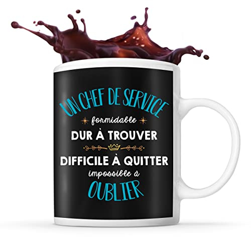 Planetee Tasse un Chef de Service Formidable Noir | Mug Cadeau Ami Collègue de Travail, Départ Retraite