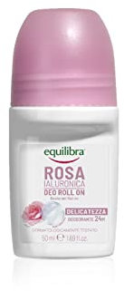 equilibra Corpo, Rosa Ialuronica Deo Roll On, Deodorante Roll On Adatto per Pelli Sensibili, Deodorante 24H con Complesso Anti-odore, a Base di Rosa e Acido Ialuronico, 75 ml