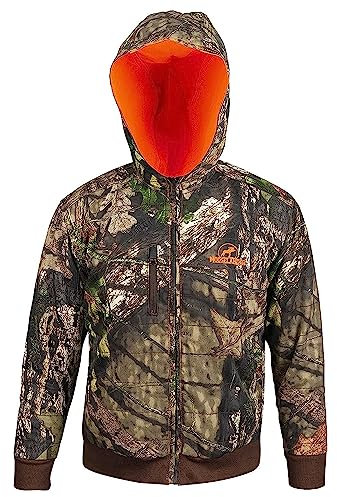 Mooselander - Jugend-Wendejacke, Jagd-Tarnmuster für Kinder, Teenager, vielseitig, modisch, durchgehender Reißverschluss, Jagdbekleidung, Grün/Orange, M