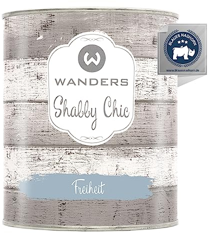 Wanders Shabby Chic Kreidefarbe 750 ml - Freiheit/Blasses Blau - Küchenmöbellack und Möbelfarbe ohne Schleifen. Chalk Paint, für Holz & mehr. Hohe Deckkraft, schnell trocknend