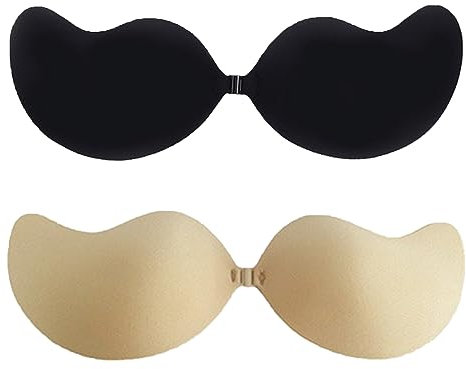 YEJAHY Lot de 2 Soutiens-Gorge Invisibles Push-up pour Femme, réutilisables, Dos Nu, sans Bretelles, adhésifs Collants, pour Mariage, fête, Robe Dos Nu et Usage Quotidien (C)