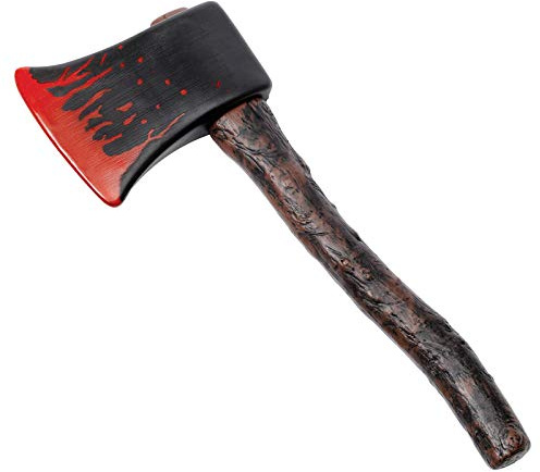 Hacha de plástico de madera sangrienta falsa de 42 cm para Halloween, disfraz de terror. Características: