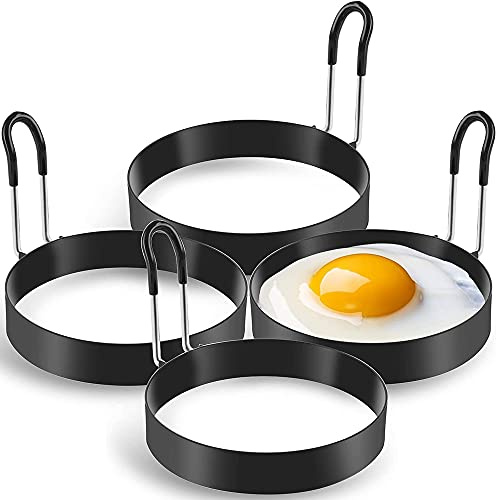 Tokiudeeir Eggs Rings, 4 Pack Stainless Steel Egg, Pancake Mold for Frying Eggs and Omelet
