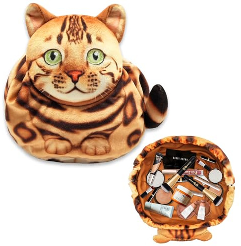 Katzen Kosmetiktasche Kordelzug,Schminktasche Groß,Tragbare Make up Organizer Tasche,Reise Aufbewahrungstasche,Geschenke FüR Katzenliebhaber