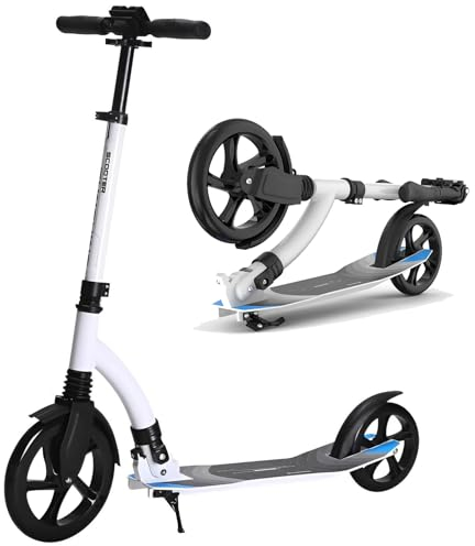 GHBXJX 230mm Giant XXL Wheel City-Scooter - Kinder | Roller Erwachsene mit Federung | Cityroller für Erwachsene klappbar und höhenverstellbar | Tretroller Erwachsene | Cityroller Kinder ab 8+,Weiß