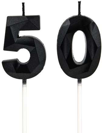 DTXLX Schwarz Zahl 50 Geburtstagskerzen Kuchen Deko | Zahlen, 3D, für, geburtstagsdeko, Kinder, Partys, Hochzeiten, Firmenfeiern, Jubiläen