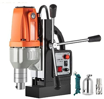 Prensa de taladro magnético BRM35 de 50mm, máquina de perforación de banco eléctrico con palanca basculante de 980W for estructura de acero de ingeniería Fácil de usar para principiantes y profesional