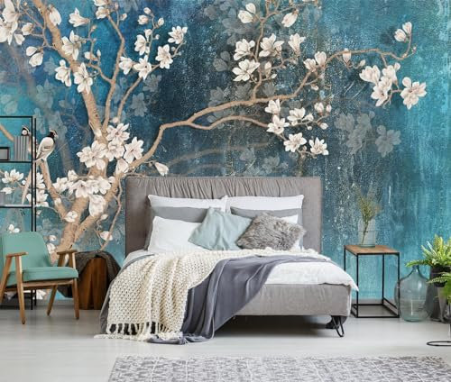 Naturempress Carta Da Parati Moderna Uccello Di Magnolia Vintage Fotomurali Moda Decorazione da Muro XXL Poster Gigante Design Carta per pareti