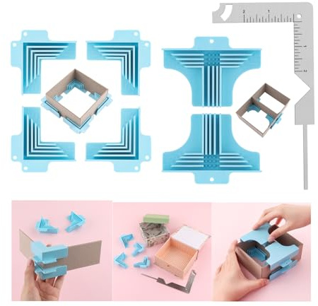 BAOFALI 9Pack Clamps Corner Guides Cartonnage Corner Holding with Metal Bookbinding Cover Tool Corner/Divider Assembly (3 mm, 2 mm, 1.5 mm, 1 mm wide) for Book Covers, Chipboard Boxes, Dioramas