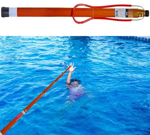 Lebensrettung Rettungsstange Rettungsschwimmer-Haken Teleskop Rettungsmast Fiberglas, Schwimmbecken Strand Boot Anlegestellen Wasserrettungsstange, Hilfe Für Kämpfende, Ertrinkende Schwimmer(Size:1.2-