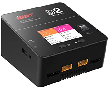ISDT D2 Mark 2 LiPo Battery Balance Charger, Dual 200W 12A AC Channel Output, Hobby Smart Lipo Charger/Discharger for 1-6S Li-ion, Life, NiCd, NiMH, LiHV, PB Smart Battery