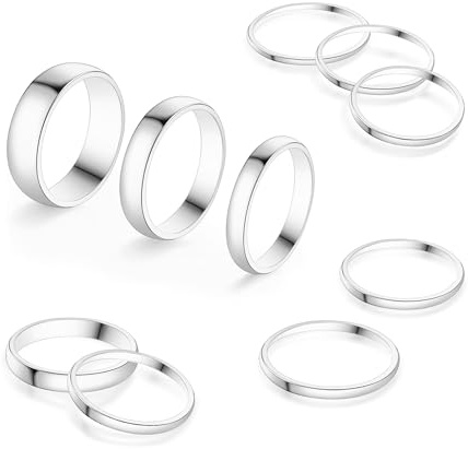 ALEXCRAFT Set Anelli Donna Acciaio Inossidabile Set Pollice Mezzo Dito 10 Pezzi 1 2 4 6 8 mm Anelli Fedine Sottili Impilabili Anello Sottili Donna Tutte Le Dita 7 9 12 14 17 20 22 24