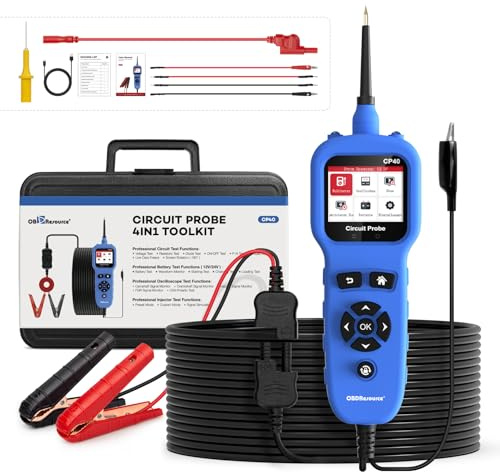 OBDResource Schaltkreistester Diagnosewerkzeug Auto, 4-in-1 0V-80V DC Prüflampe Spannungsprüfer kfz mit Einspritzdüsentest/Multimeter/Oszilloskope/Batterietester für Auto mit vollem Zubehör