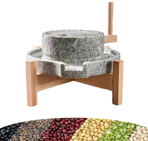 DPLXQPP Stone Grain Mill,Removable Manual Stone Mill,Hand Stone Grinder Natural Granite Paste Mill,Manual Dry/Wet Graphite Machine Industry Handmade Stone Mill Tool for Bean Barley Spice Corn