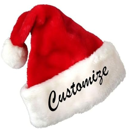 Personalisierte Schwarze Weihnachtsmütze - Bestickte Weihnachtsmannmütze für Erwachsene (Rot, 32 x 45 cm)