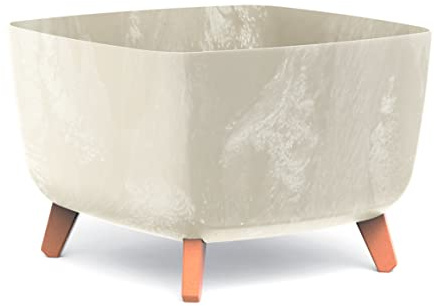 Maceta Tymar con patas, cubremaceta con patas, macetero de interior y exterior (Hormigón Crema; 39x39 cm)