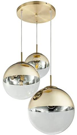 Glas Kugel Hänge Lampe gold Fernbedienung Decken Leuchte dimmbar im Set inkl. RGB LED Leuchtmittel