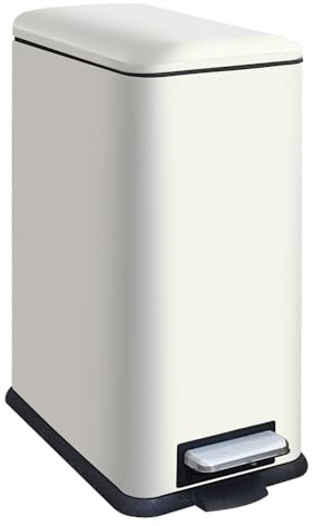 JM ·YIPENG Mülleimer Küche,Schmaler Tretmülleimer mit Deckel,Weiß Mülleimer | 30L, Edelstahl Küchenmülleime mit Inneneimer, Softclose-Deckel, Rechteckiger Abfalleimer für Küche, Bad, Schlafzimmer, Büro