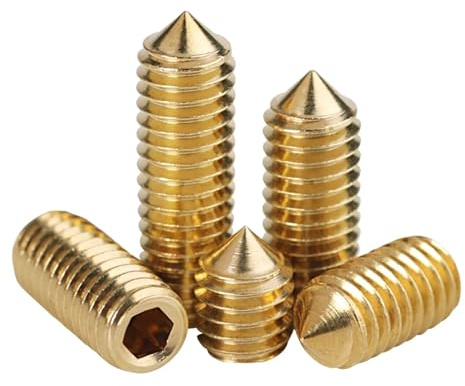 Haroar 20 Stück M3 x 3 mm ~ 10 mm Innensechskant-Stellschrauben aus reinem Messing mit kegelförmigen Kopflosen Schrauben Madenschrauben(20Pcs M3x4)