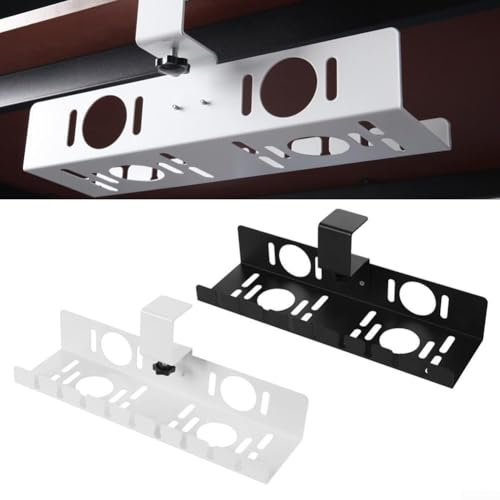 Kabel-Organizer unter dem Schreibtisch, Kabelmanagement-Tablett ohne Bohren, Karbonstahl-Kabelwanne unter dem Schreibtisch, platzsparend, 40 x 11 x 7 cm, Weiß