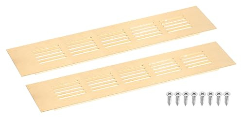 QUARKZMAN Griglia Aerazione, 2Pz 225 x 50mm - Griglia D'aria Alluminio Rete Lega Alluminio, Griglia di Ventilazione Rettangolare per Armadio Scarpe (Oro)