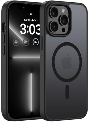 ORDA Magnetisch Hülle für iPhone 13 Pro Kompatibel mit MagSafe,Handyhülle für iPhone 13 Pro Case Durchscheinende Matt Rückseite Stoßfest Schutzhülle Schwarz