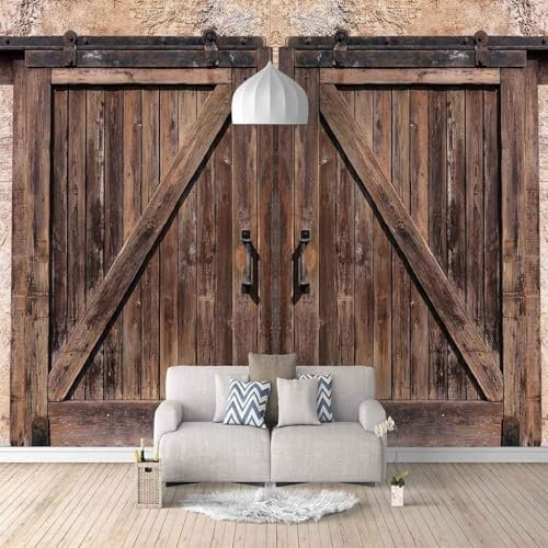 XLMING Retro Cubic Einfache Shabby Holztür 3D Tapeten Tapete Home Esszimmer Möbel Sofa Schlafzimmer Wohnzimmer TV Hintergrund-150cm×105cm