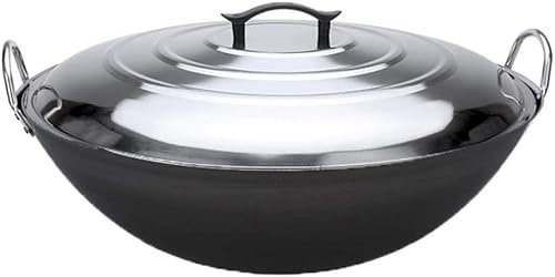 XWBLDBDFC Cast Iron Wok Pan, Large Iron Pan Extra Large Pot, Old-Fashioned Thick Cast Iron Pan, Canteen Cooking Cooked Iron Pan,Household Cookingpot，43CM