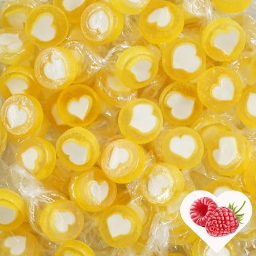 EinsSein Herzbonbons gelb-gold-weiß 2kg | Handgemachte Rocks Bonbons | Süßigkeiten & goldene Gastgeschenke für Hochzeit Taufe Geburtstag Ostern | Mitgebsel & Ostersüßigkeiten für Kinder