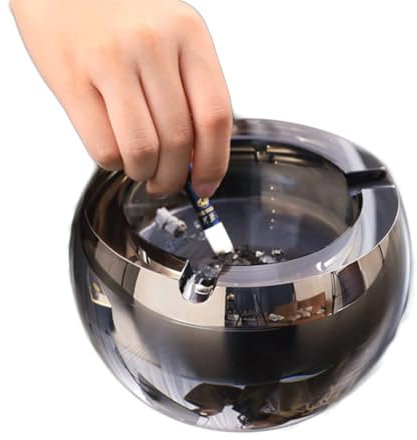 Multifunktionaler Kristallglas-Aschenbecher, Aschensammler, runder Aschenbecher, Bastel-Desktop-Dekoration, Geschenk, wiederverwendbar, Büro, Zuhause, moderne Ornamente(Small)