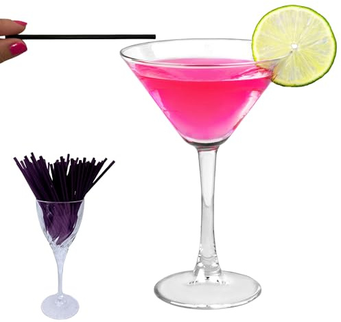 250 Pack Sugarcane Black Straight Drinking Short Straws 4mm x 130mm for Smoothies, Parties – Perfect for Cocktail & Wine Glasses, Milk, Juice