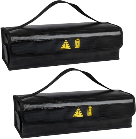 2 Stück Feuerfeste Box für Fahrradakku, Feuerfest bis 1400 °C, Akku Tasche Wasserdicht Explosionssicher, Ebike akku Schutzhülle Großraum für Lagerung Transport (49 x 15 x 15cm - 2 Stück)