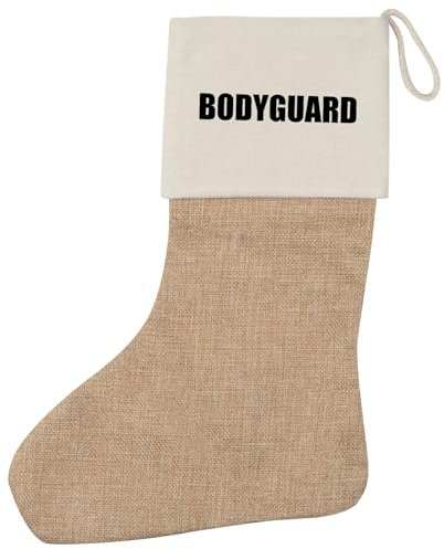 Huuraa Weihnachtsstrumpf Bodyguard Schriftzug Geschenk Beige Jute Bodyguard Geschenkidee