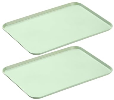2 bandejas rectangulares medianas bandejas desayunos tabletas de comida rápida cocina verde claro bandeja de té verde claro bandeja de servir reutilizable para cocina café