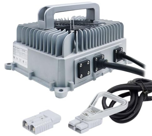 WLEJSL Chargeur de Batterie Plomb Acide Intelligent 24 V 50 A avec Prise Anderson 50 A/120 A/175 A/350 A, Étanche IP67, pour Chariot Élévateur, Autolaveuse et Voiturette de Golf,350A