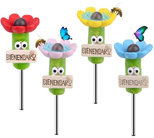 Pack of 4 Insect Drinking Cups, Bee Insect Drinkers Garden, Bee Insect Drinking Cups, Butterfly Drinking Cups for Garden, Bee Insect Drinking Cups, for Garden, Bees, Safe Drinking Places