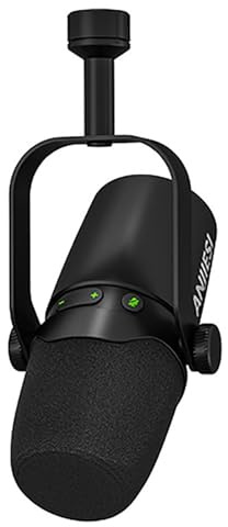 CHAKAE Microphone USB dynamique à 3 broches pour baladodiffusion professionnelle et jeu avec technologie intelligente de suppression du bruit Microphone de contrôle du son
