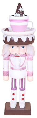 WIIYENA Adornos de cascanueces de madera de 26 cm, marioneta, tradicional, rosa, fiesta, hogar, fiesta, decoración de Navidad 2024, decoración de interiores