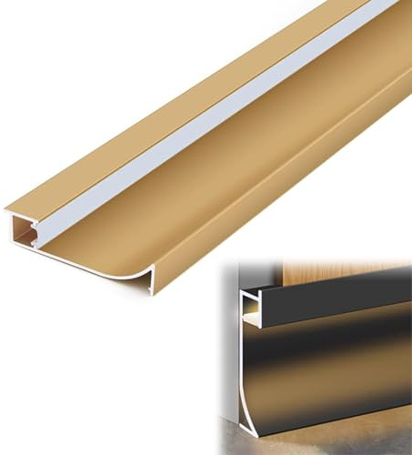LED Channel Aluminum Profile - 1.5m (4.9ft) Black Skirting Baseboard Lighting System Decorative Floor Molding Trim for LED Light Wall Installation