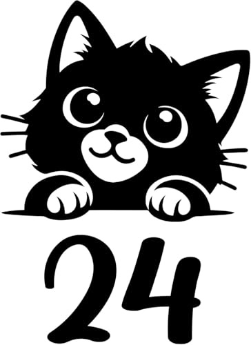 3 Pack Cute Cat Peering Wheelie Bin Number Waterproof Sticker - Easy to Apply - Custom Recycling Box/House Number/Door Signs