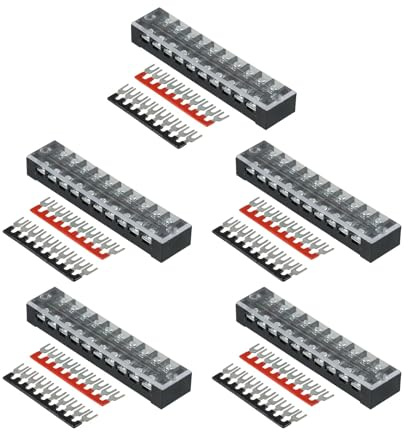 FACAIIO Morsettiera a vite 600 V 25 A 10 posizioni doppia fila con copertura isolante rimovibile per elettrodomestici, circuiti elettronici, macchine - TB-2510