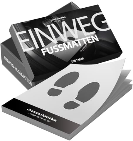 Chemicalworkz Floor Mat Einweg Fußmatten Auto 100Stk. - Auto Papier Fussmatte 400x550mm, Schmutzfangmatte, besonders Reißfest, Fußraumschoner, Teppich- und Innenraumschoner für alle Fahrzeuge geeignet
