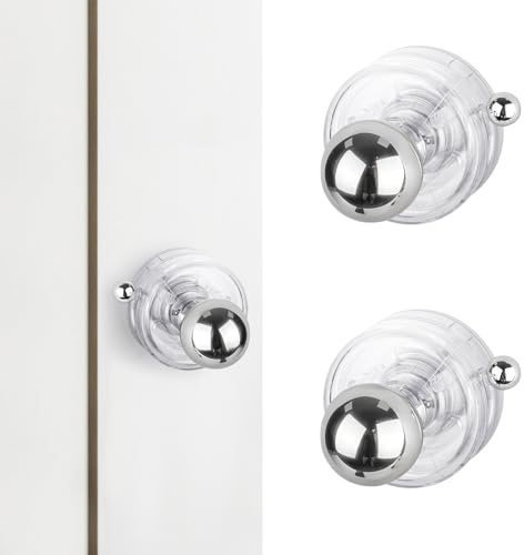 LOURCQVO 2 Pack Suction Cup Handle for Glass Shower Door, Heavy Duty Sticky Suction Knobs Pulls No Drill Reusable for Sliding Door, Window, Cabinet, Drawer, Refrigerator, Clear