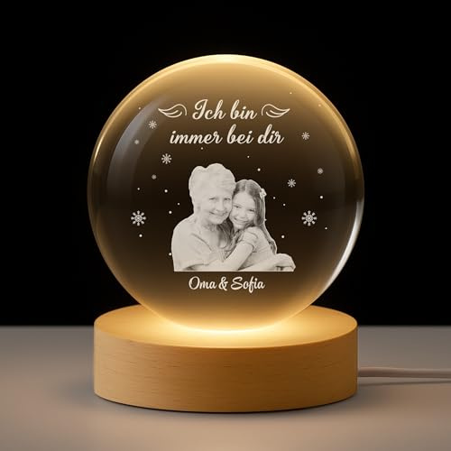 Geschenke Mall Kristallkugel Mit Foto Zur Erinnerung - Für Immer Geliebt - Schneekugel Weihnachten, glaskugel deko, leuchtende weihnachtskugeln Outdoor, Besondere Geschenke (Modell #7)