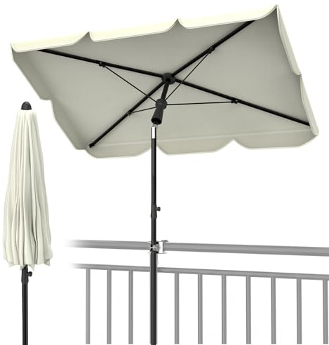 WoRaum Parasol de Jardin Exterieur,Parasol Inclinable Rectangulaire avec Manivelle、Sac de Transport，Structure en Acier,Protection Solaire UPF 50+,Deporte pour Patio,Jardin,Balcon,Beige