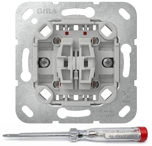 Spannungsprüfer 120-250V® + GIRA Wippschalter 310800 Wechselschalter 2fach Einsatz (neue Generation)