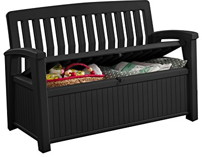 Koll Living Gartenbank/Aufbewahrungsbox/Auflagenbox, aus Kunststoff, 227 Liter - Deckel belastbar bis 272 KG - Belüfteter Innenraum - kein übler Geruch oder Schimmel - Modell 2020