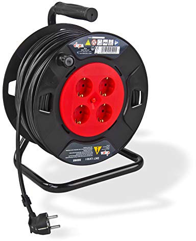 Kabeltrommel Verlängerungskabel Kabel 50 m H05VV-F 3G1,5 3x1,5 IP20 mit 4 Steckdosen